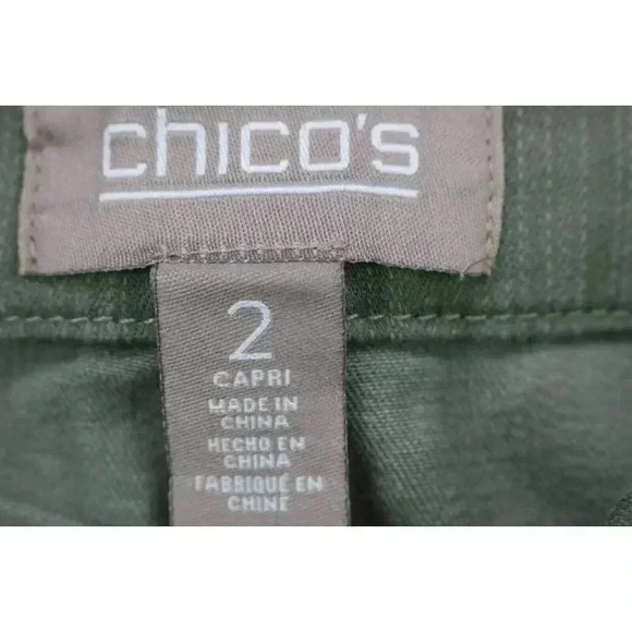 Chico's Olive Green Women's Stretch Capri's-Size 2 - Picture 5 of 9
